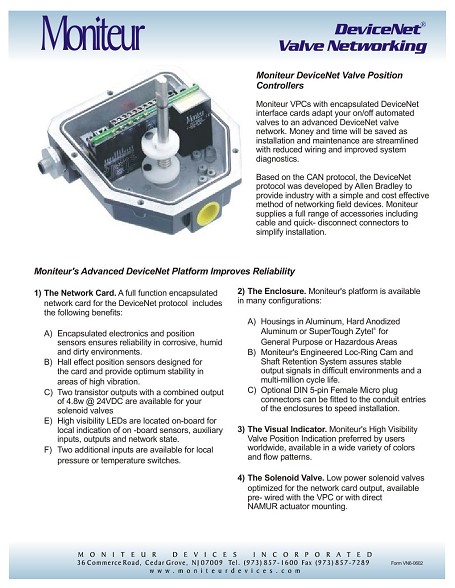 Valve Position Indicators, Rotary Limit Switches, Valve Monitoring Systems  - Moniteur Devices