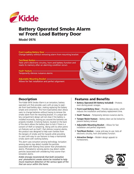 kidde ionization smoke alarm model 0918