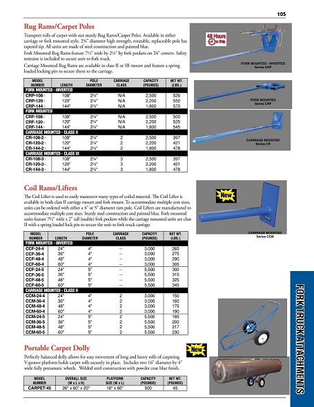 Vestil - CR-120-2 - 120 Carriage Class II Rug Ram