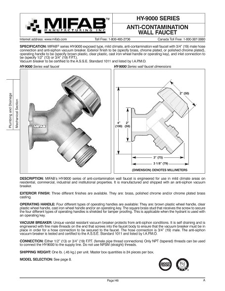 3/4 Brass Anti-Siphon Valve, Faucet Valves -  Canada