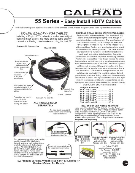 12 FT 350 MHz EZ Install HDTV SVGA Cables