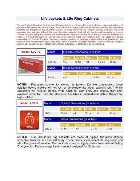 life jacket storage cabinet